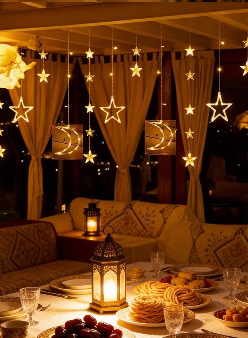 توبيتش زينة رمضان LED - أضواء رمضان بتحكم عن بعد، سلسلة أضواء بيضاء دافئة على شكل نجوم وقمر مع علبة بطاريات - Image 3